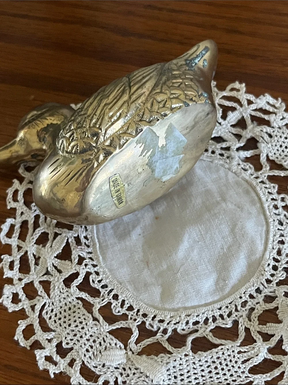 Solid Brass Duck Figurine - Shiny Gold Tone